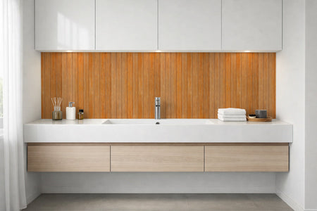 Waschbeckenrückwand Holzoptik