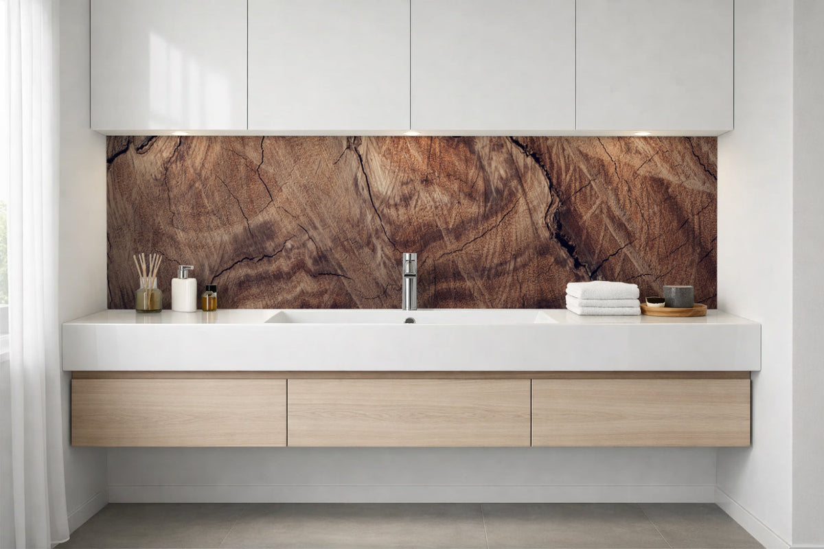 Waschbeckenrückwand Holzoptik
