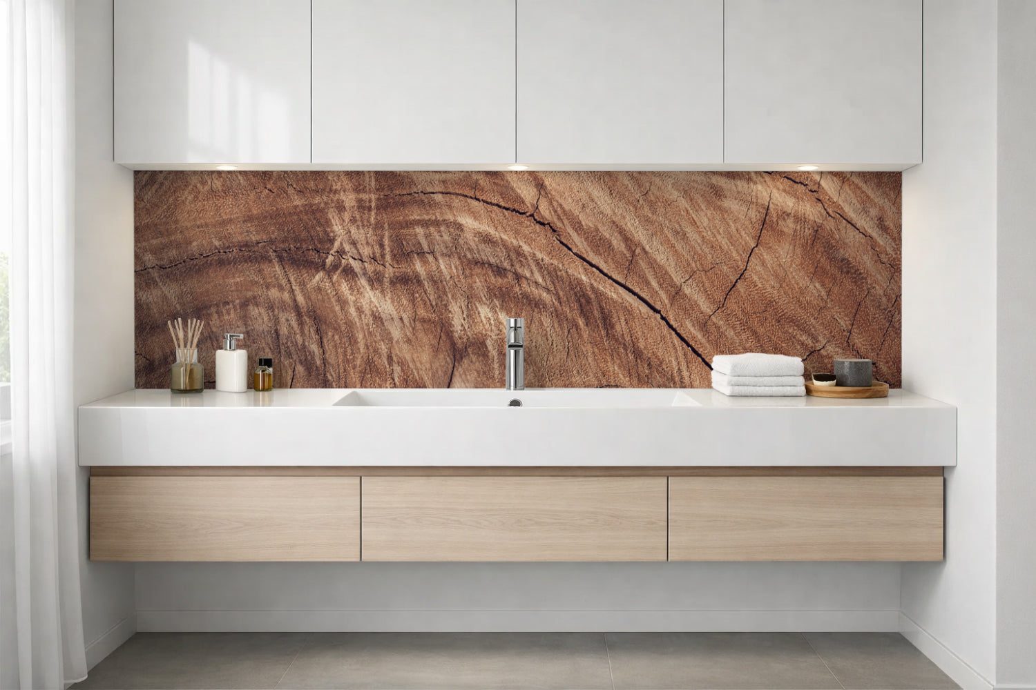 Waschbeckenrückwand Holzoptik