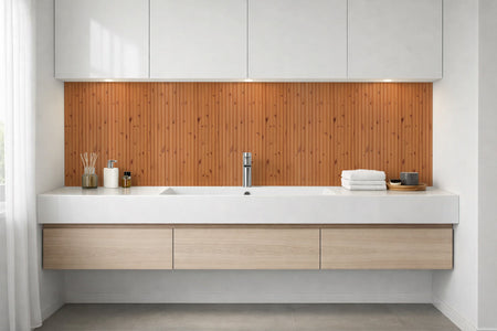 Waschbeckenrückwand Holzoptik