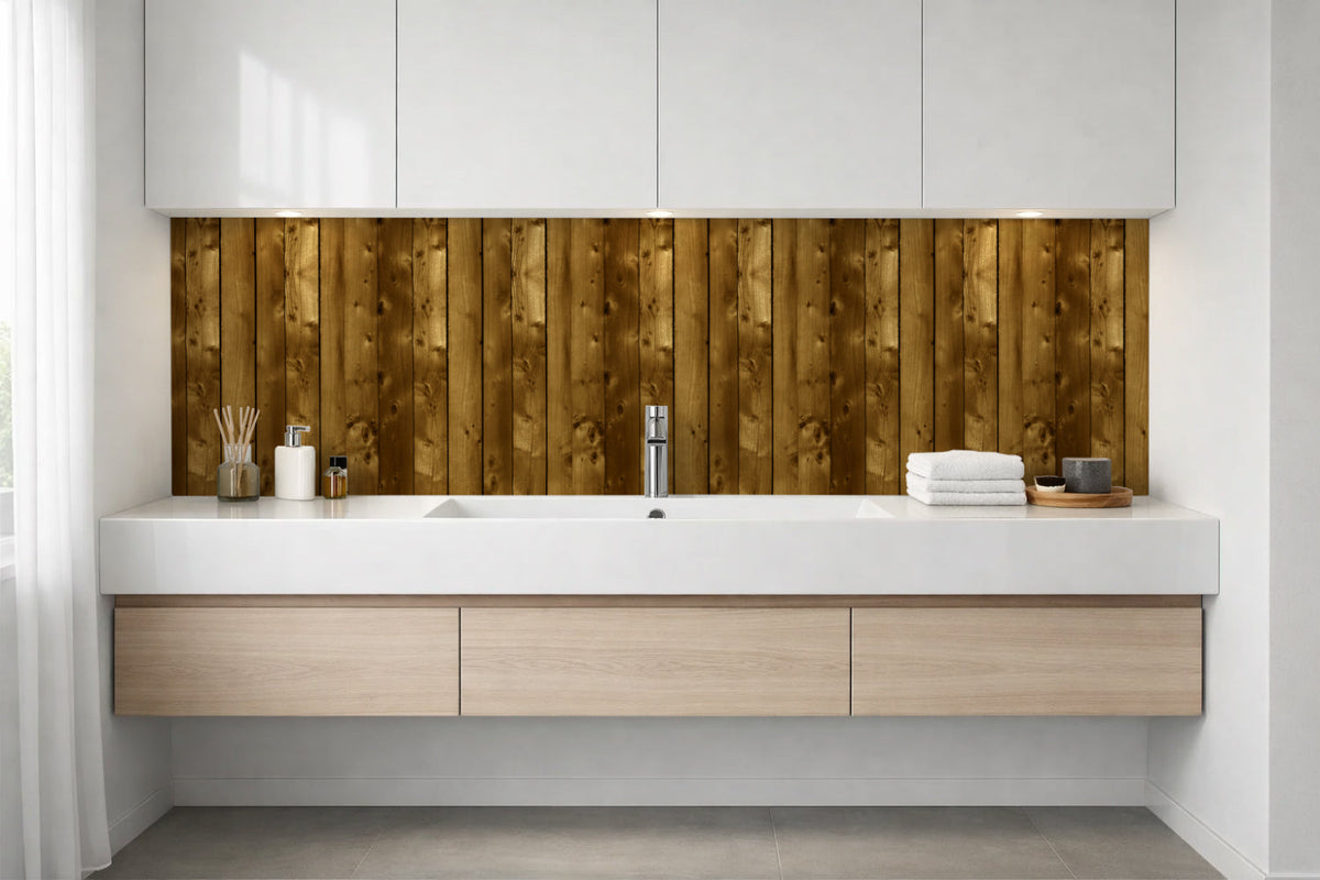 Waschbeckenrückwand Holzoptik