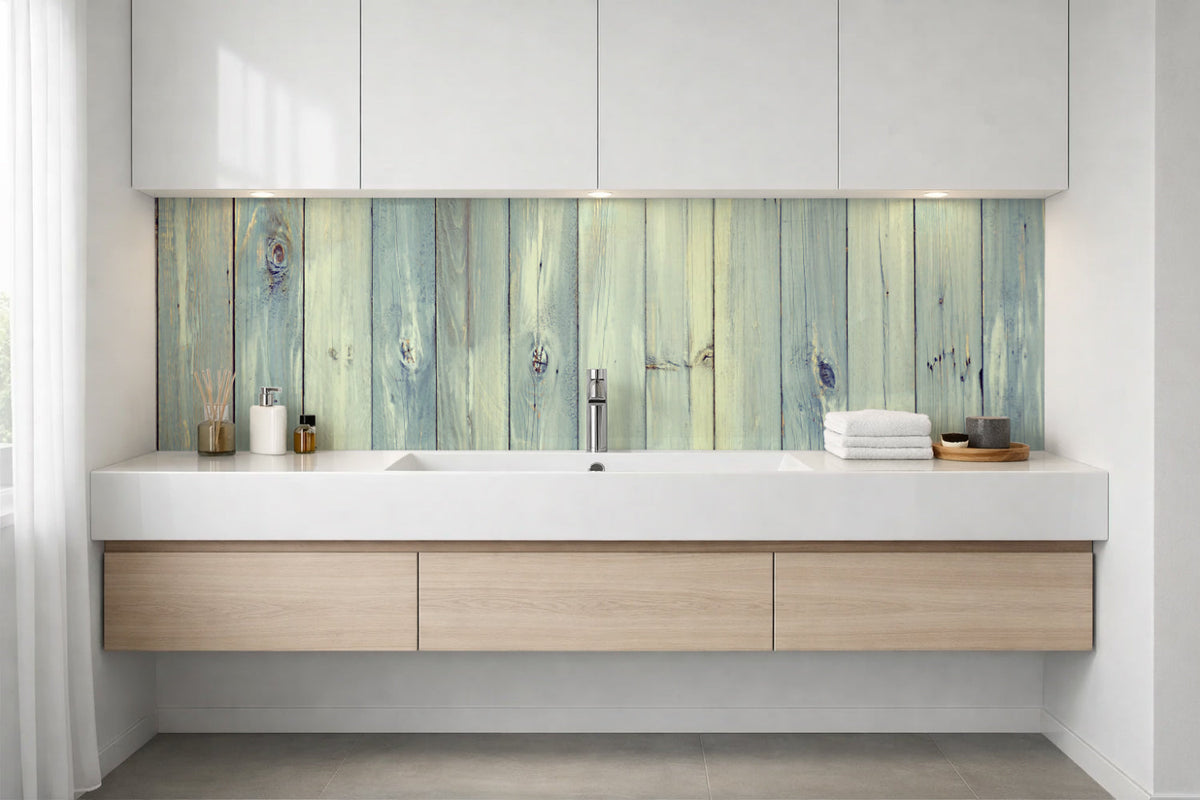 Waschbeckenrückwand Holzoptik