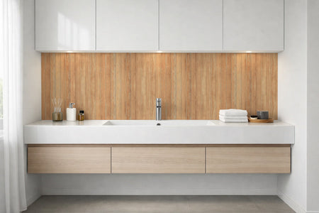 Waschbeckenrückwand Holzoptik