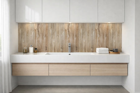 Waschbeckenrückwand Holzoptik
