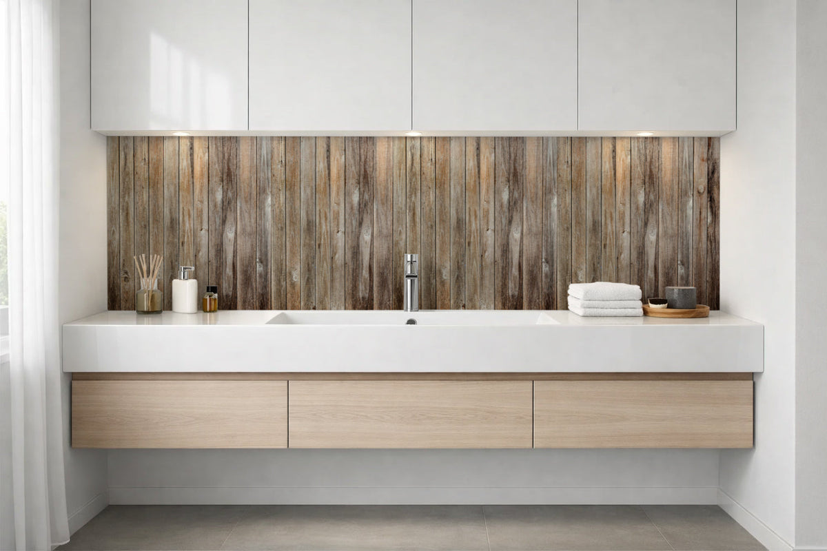 Waschbeckenrückwand Holzoptik