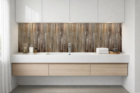 Waschbeckenrückwand Holzoptik