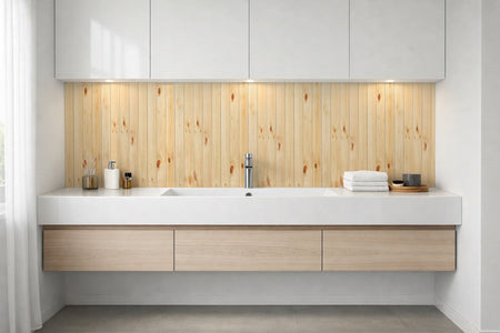 Waschbeckenrückwand Holzoptik