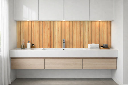 Waschbeckenrückwand Holzoptik