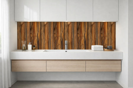 Waschbeckenrückwand Holzoptik