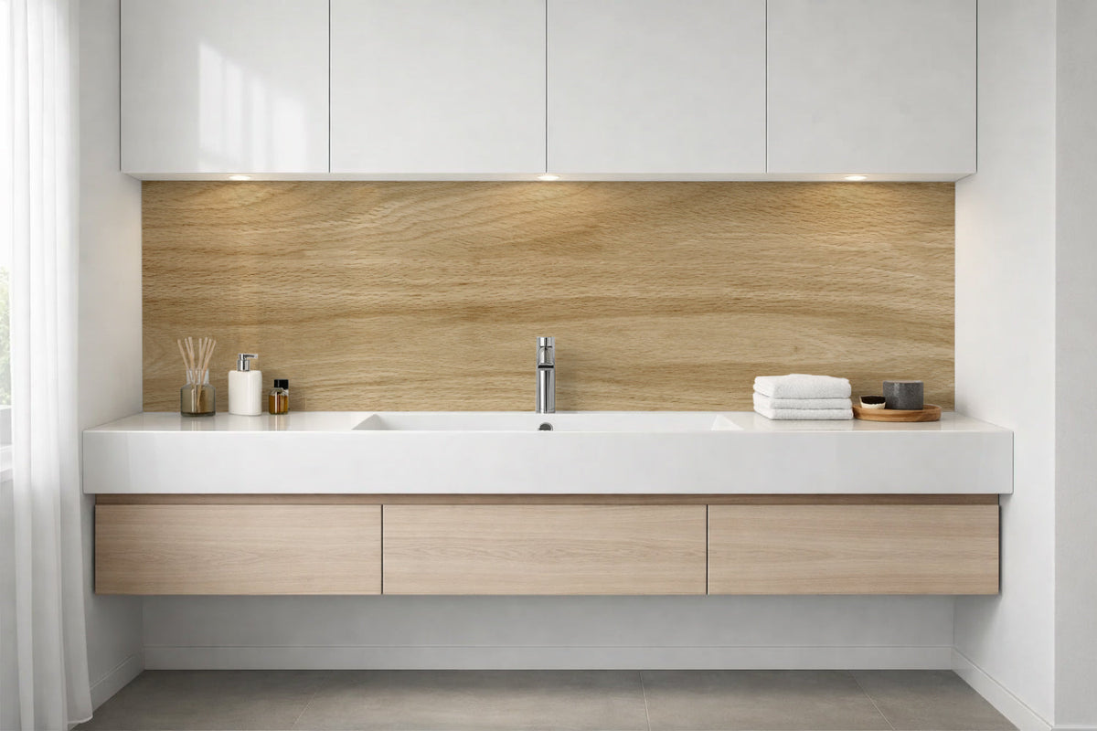 Waschbeckenrückwand Holzoptik