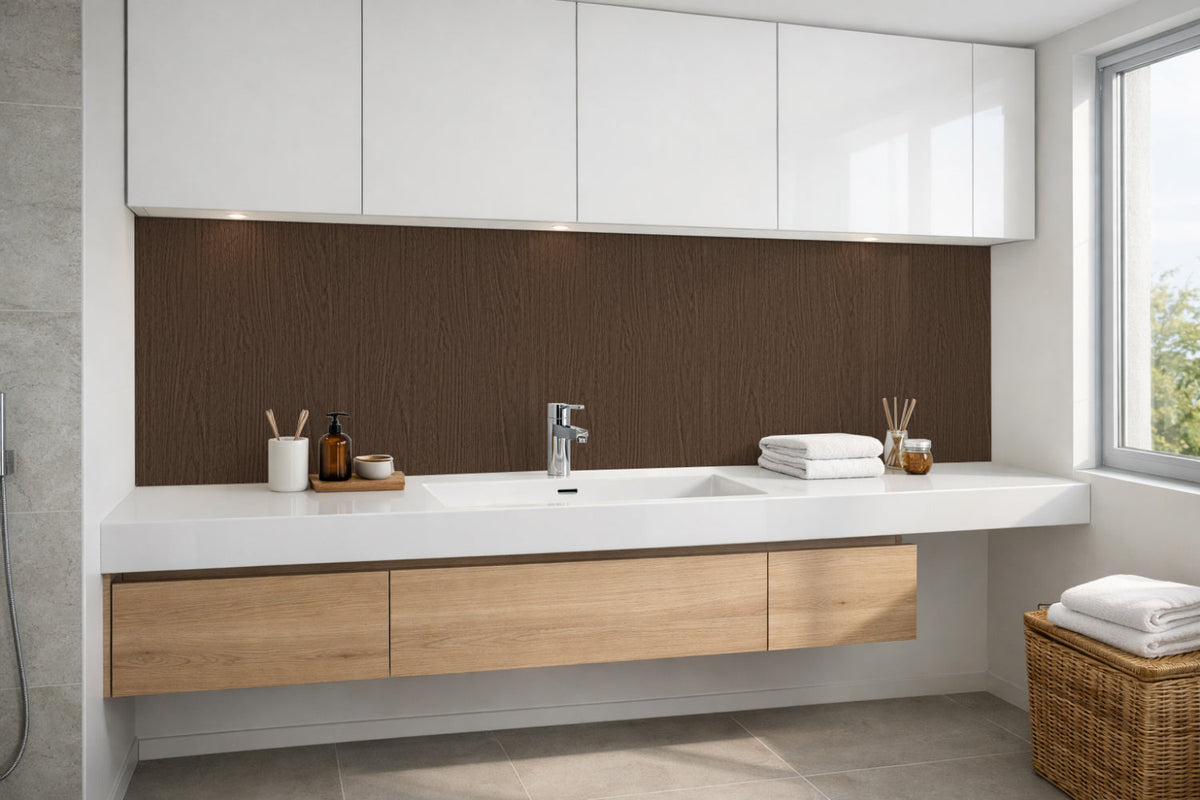 Waschbeckenrückwand Holzoptik