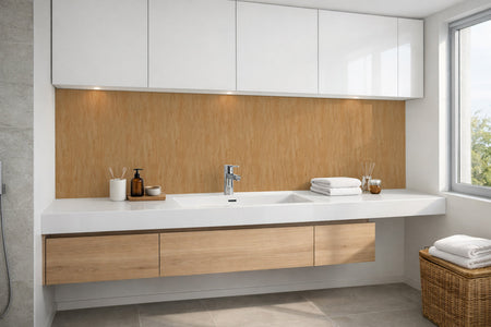 Waschbeckenrückwand Holzoptik