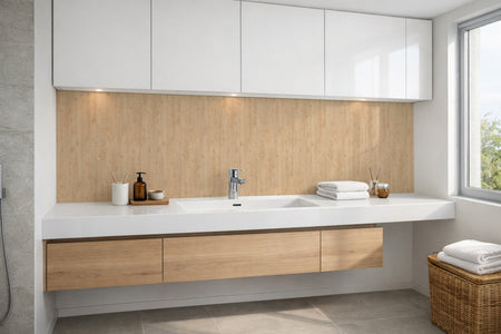 Waschbeckenrückwand Holzoptik