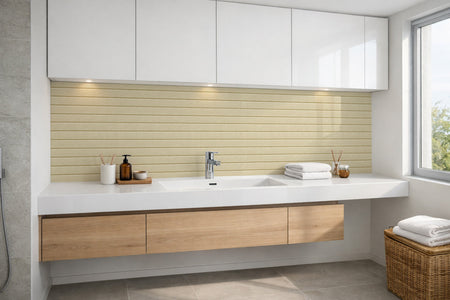 Waschbeckenrückwand Holzoptik