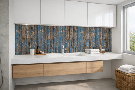 Waschbeckenrückwand Holzoptik