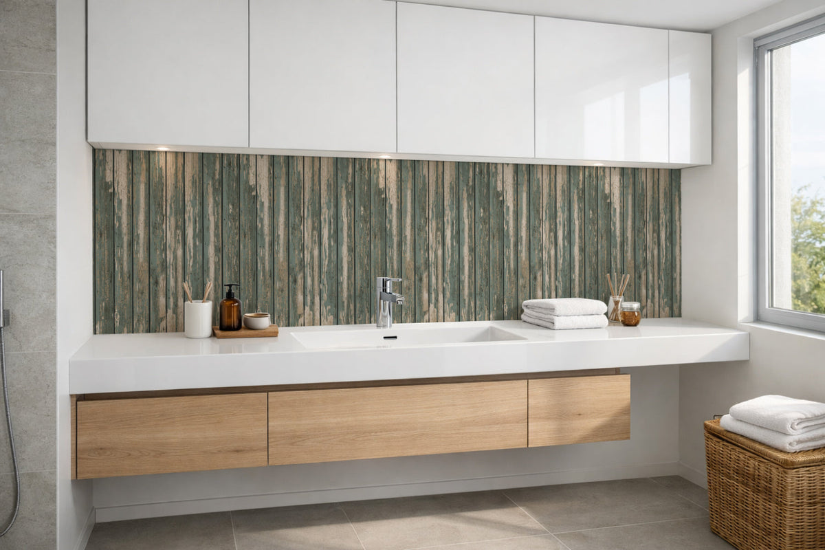 Waschbeckenrückwand Holzoptik