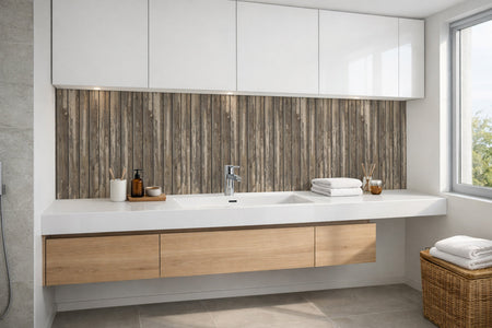Waschbeckenrückwand Holzoptik