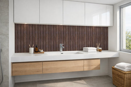 Waschbeckenrückwand Holzoptik
