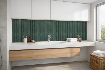 Waschbeckenrückwand Holzoptik