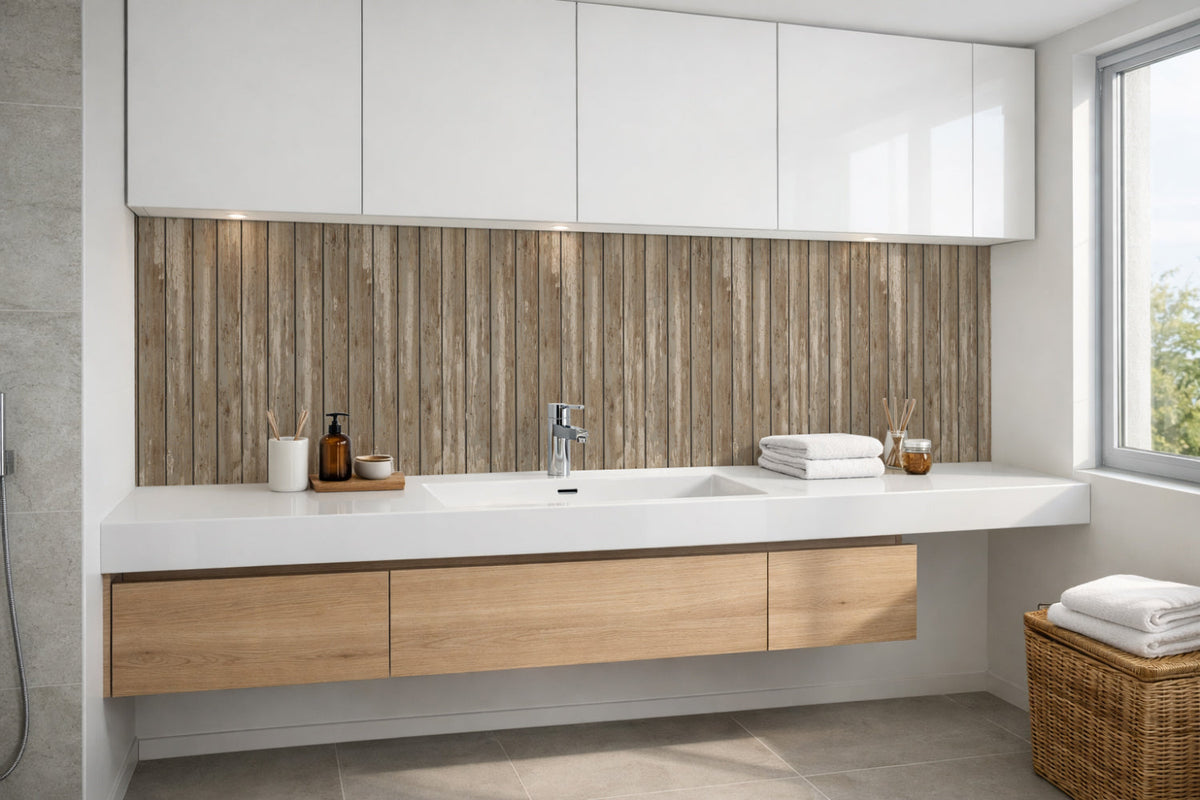 Waschbeckenrückwand Holzoptik