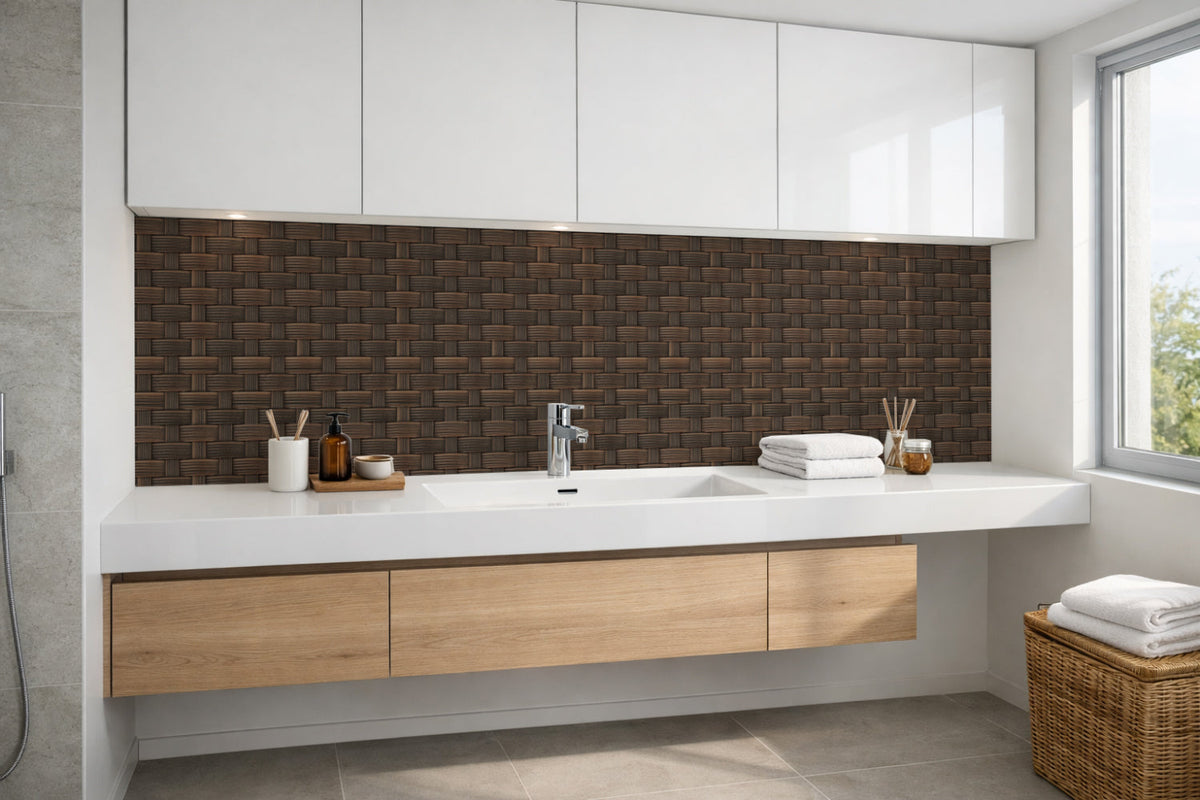 Waschbeckenrückwand Holzoptik
