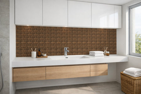 Waschbeckenrückwand Holzoptik