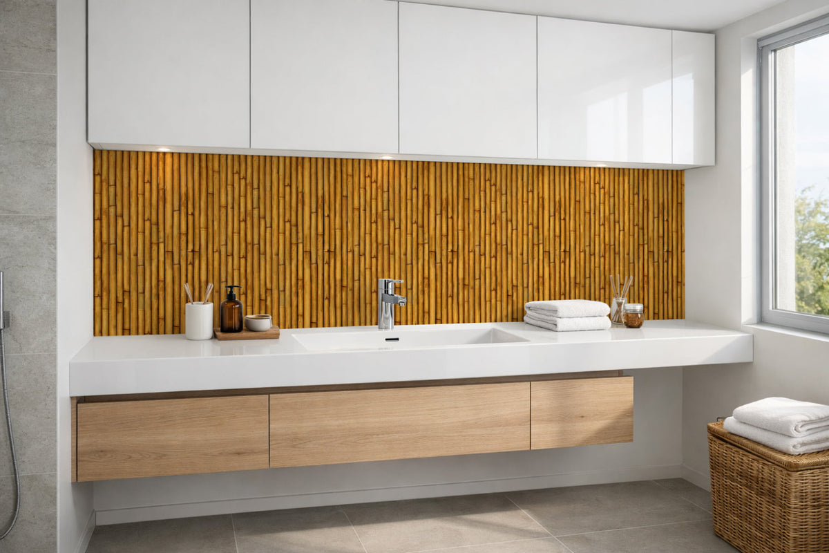 Waschbeckenrückwand Holzoptik