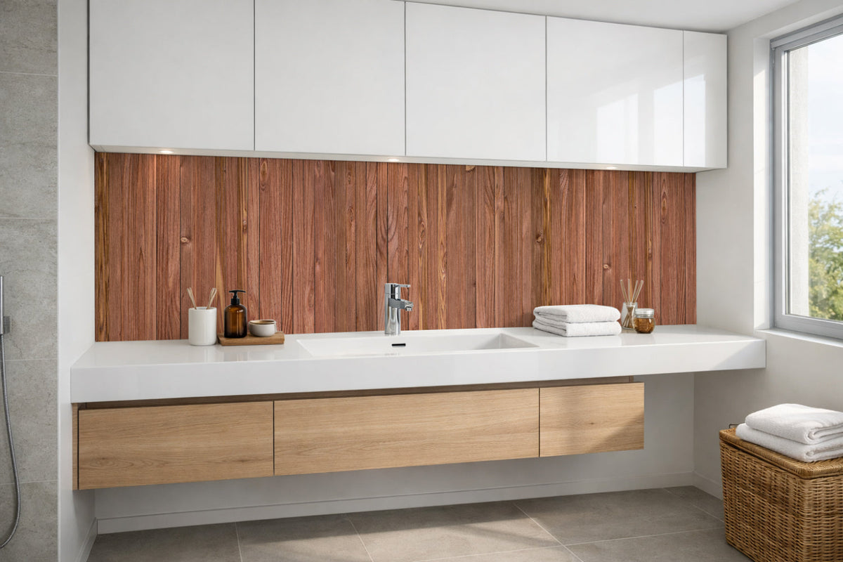 Waschbeckenrückwand Holzoptik