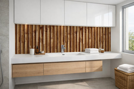 Waschbeckenrückwand Holzoptik