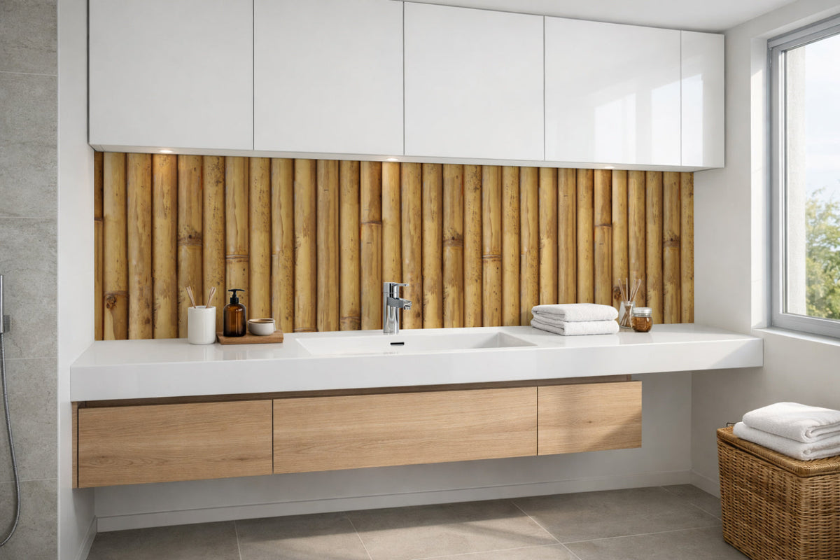 Waschbeckenrückwand Holzoptik