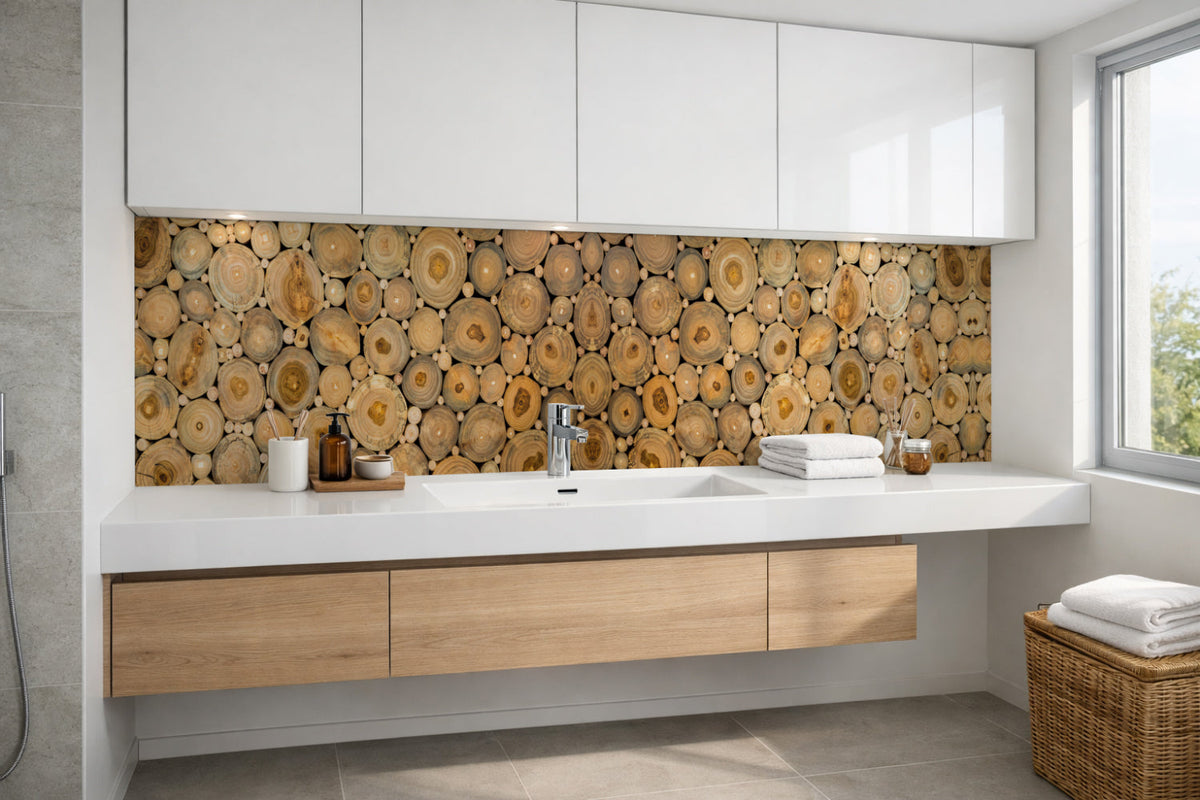 Waschbeckenrückwand Holzoptik