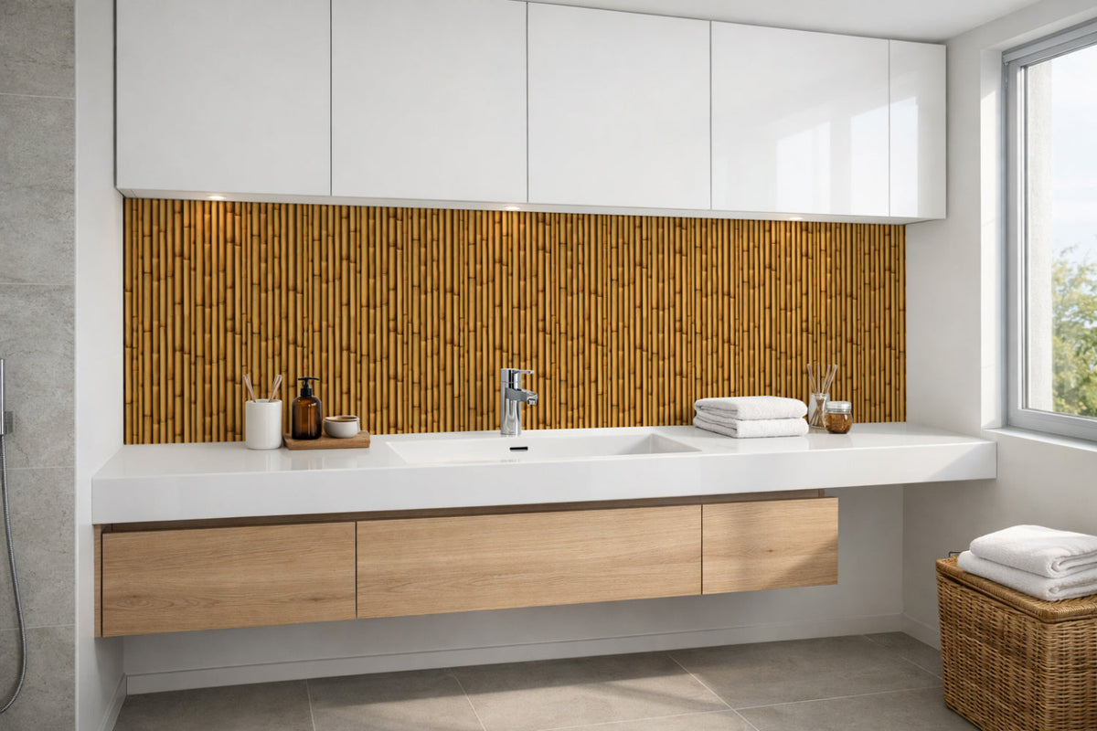 Waschbeckenrückwand Holzoptik