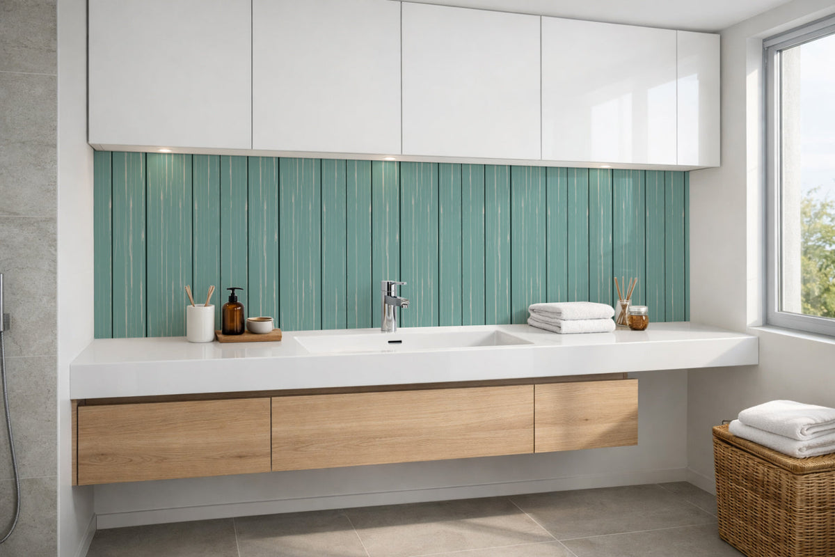 Waschbeckenrückwand Holzoptik