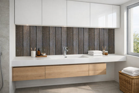 Waschbeckenrückwand Holzoptik