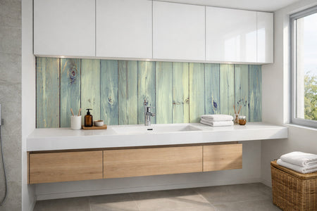 Waschbeckenrückwand Holzoptik