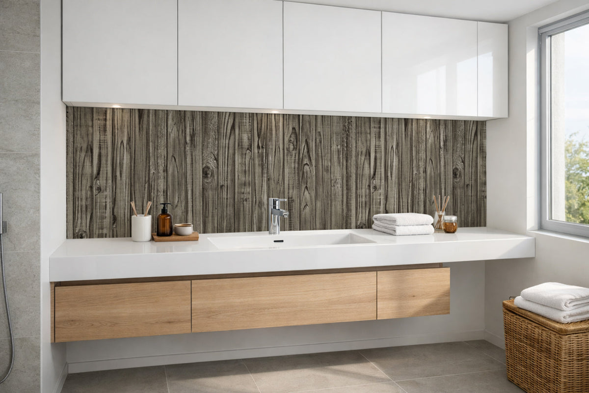 Waschbeckenrückwand Holzoptik