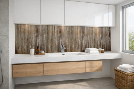 Waschbeckenrückwand Holzoptik