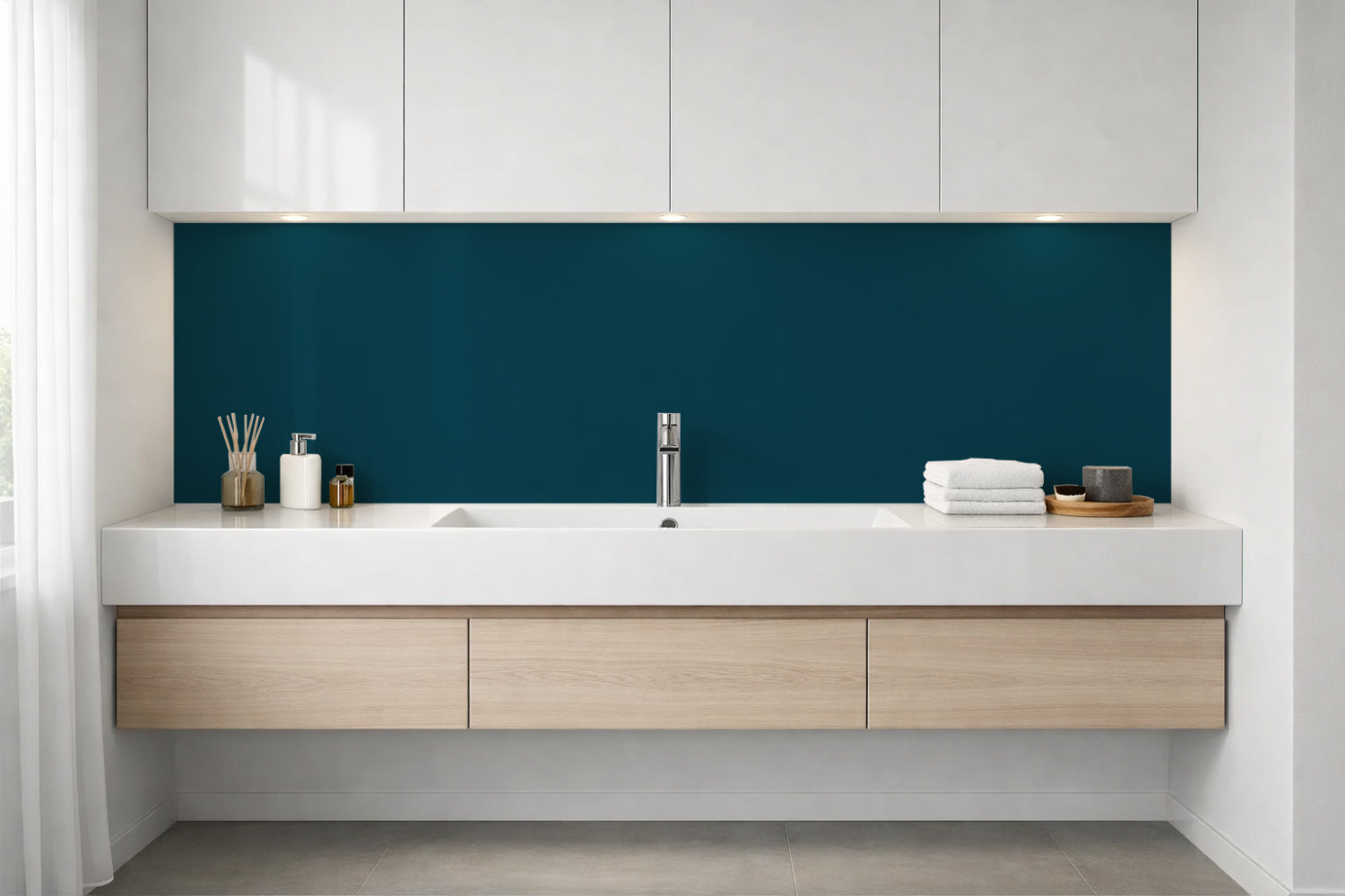 Waschbeckenrückwand Einfarbig RAL 5020 Ozeanblau