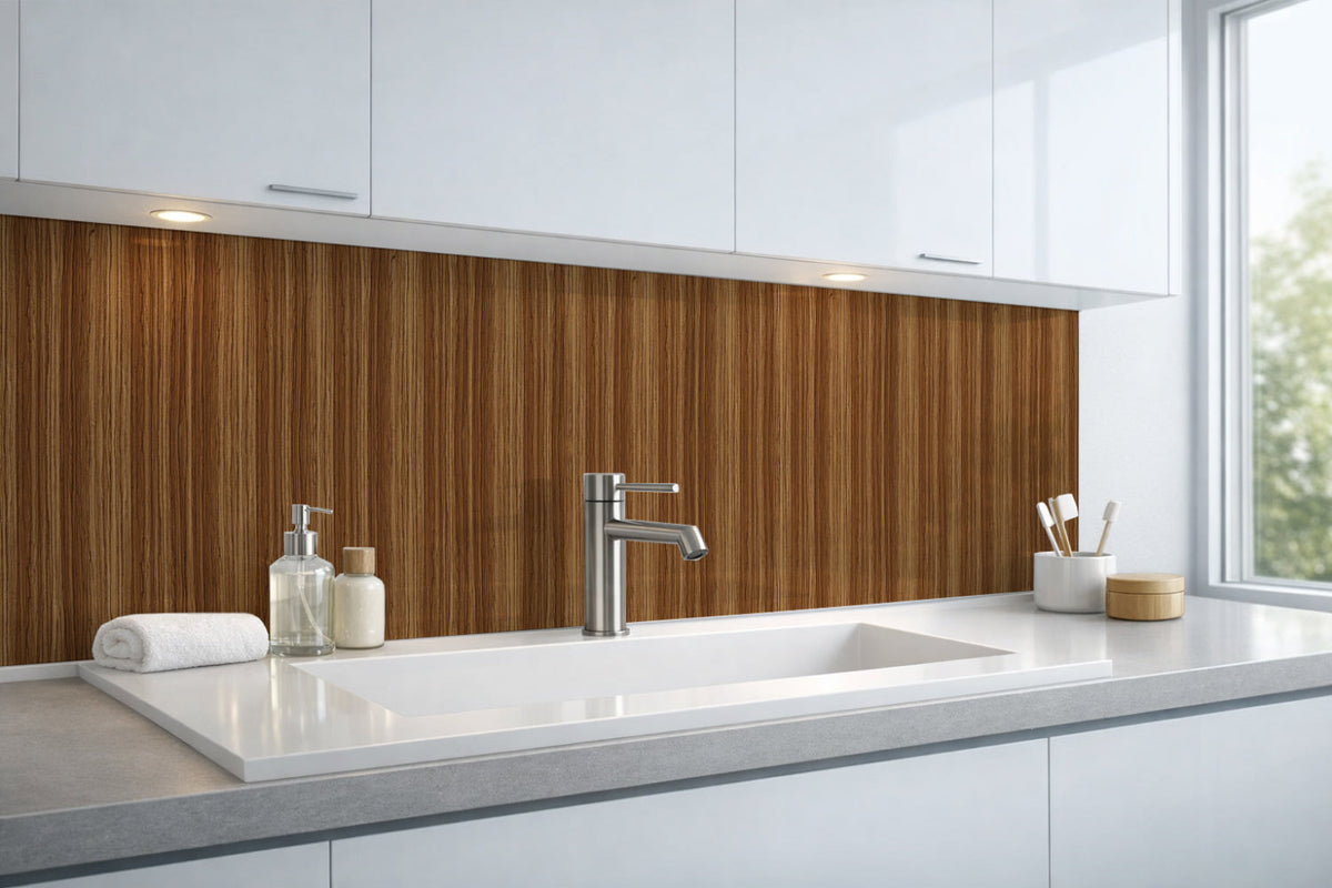 Waschbeckenrückwand Holzoptik