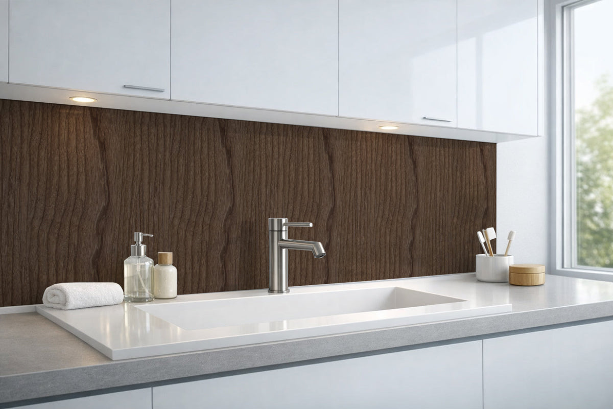 Waschbeckenrückwand Holzoptik