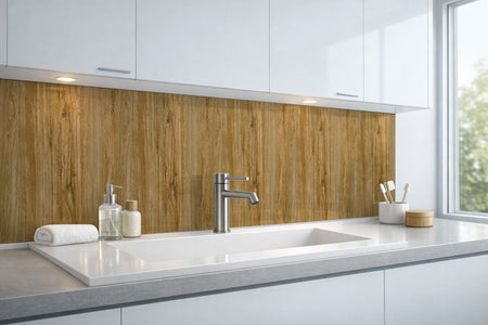 Waschbeckenrückwand Holzoptik