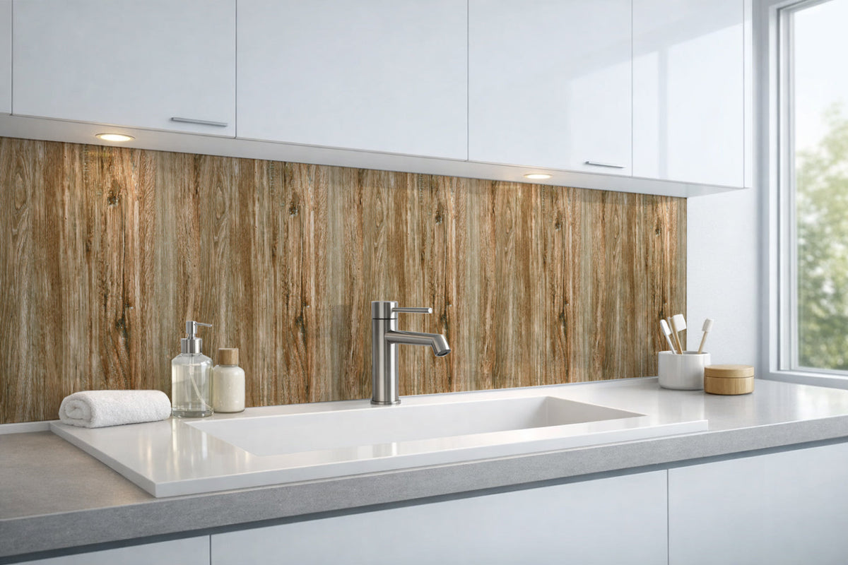 Waschbeckenrückwand Holzoptik