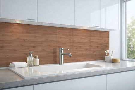 Waschbeckenrückwand Holzoptik