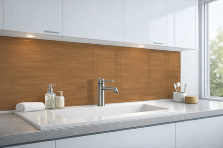 Waschbeckenrückwand Holzoptik