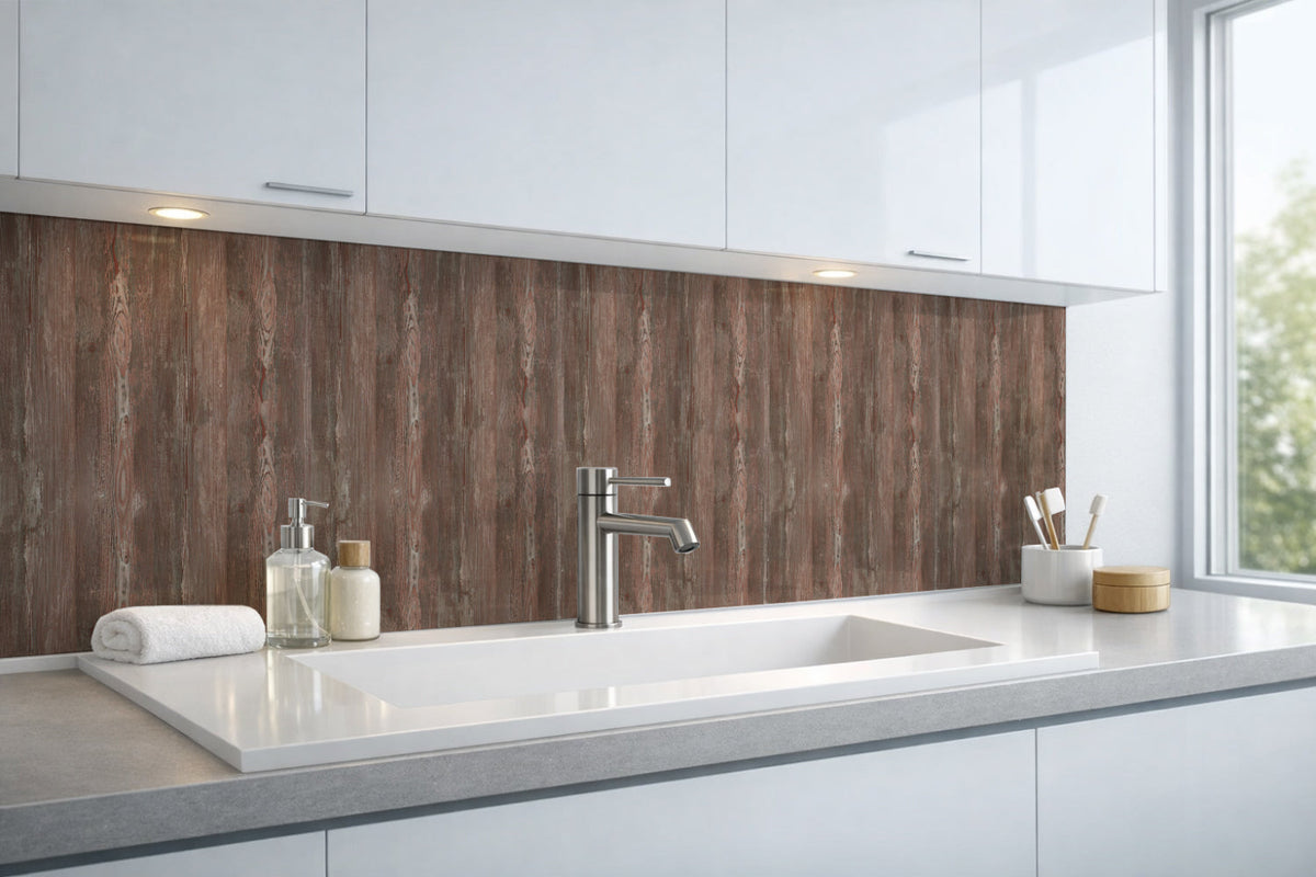 Waschbeckenrückwand Holzoptik