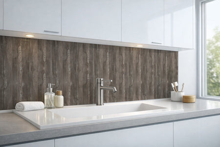 Waschbeckenrückwand Holzoptik