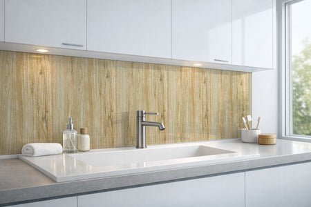 Waschbeckenrückwand Holzoptik