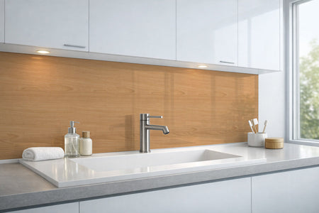 Waschbeckenrückwand Holzoptik