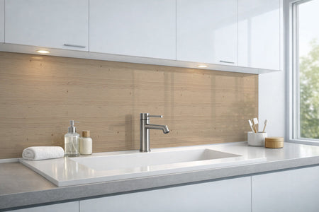 Waschbeckenrückwand Holzoptik