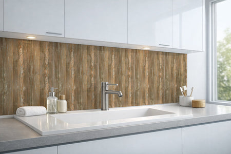Waschbeckenrückwand Holzoptik